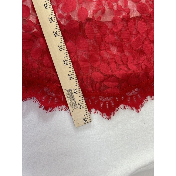 Free People Dress Womens sz. 0 Red Floral Lace Fit Flare 3/4 Sleeve Stretch Boho - Picture 8 of 8